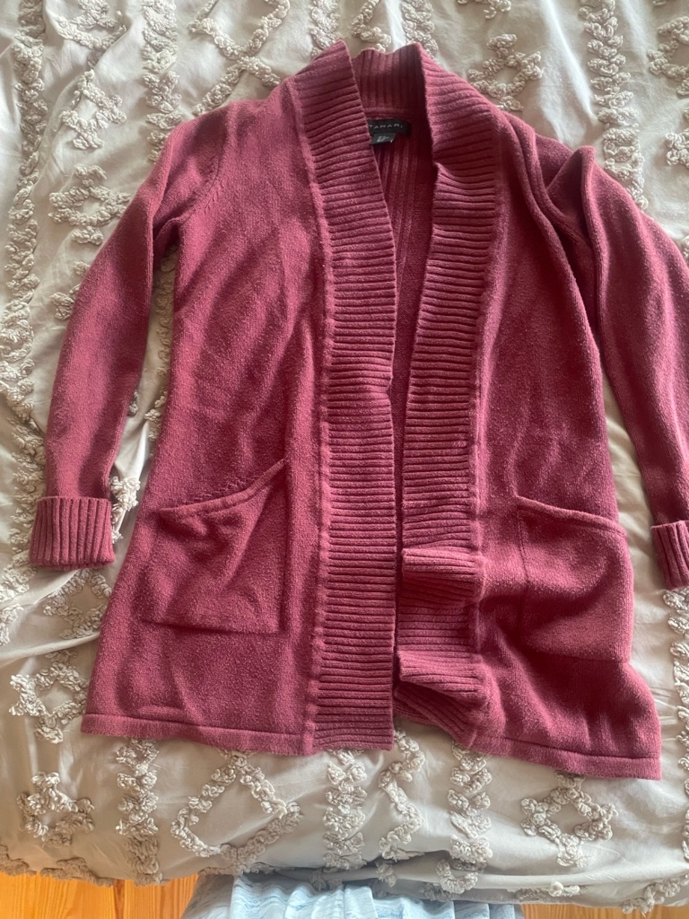 Tahari Open-Front Cardigan in Rose